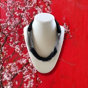 Chico's | NWOT Meagan Black/Silver Chunky Multichain Statement Necklace